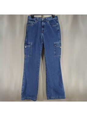 Gap Womens Jeans Size 8 Blue Cargo Flare 100% Cotton Made USA Y2K Vintage Skater